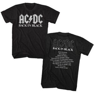 AC/DC Back In Black Album Graphic T-Shirt Black Unisex Rock Band